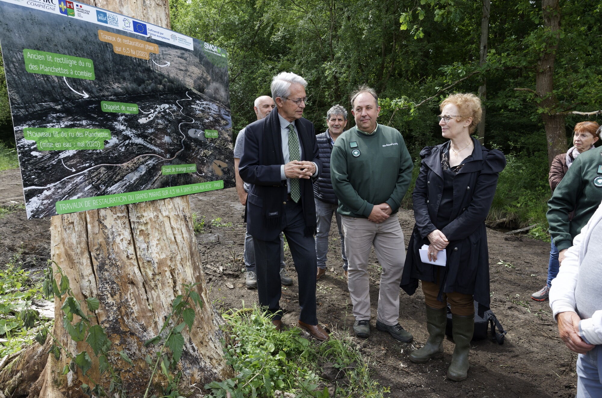 inauguration des travaux de restauration écologique du Grand Marais et de reméandrage du Ru des planchettes en forêt de Compiègne à Saint-Jean au Bois.