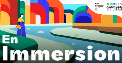 image colorée avec rivière illustrant le podcast des agences de l'eau